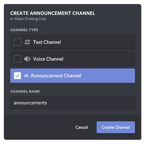 discord announcements text channel setup